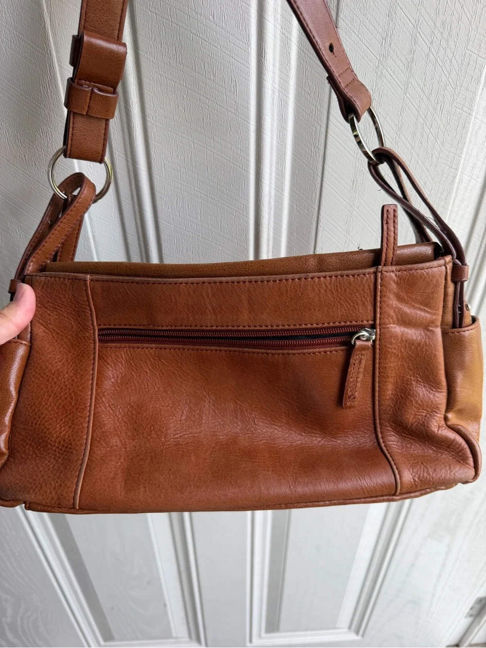Madison Studio Genuine Leather Cognac Brown Y2K Crossbody Shoulder Bag